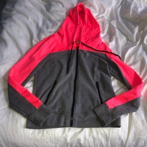 Victoria Secret PINK zip up hoodie grey/neon pink